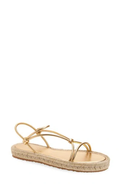 Gianvito Rossi Espadrille Cage Strap Flat Sandal In Gold