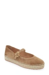 Gianvito Rossi Suede Mary Jane Ballerina Espadrilles In Camel