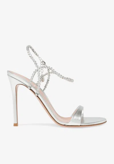 Gianvito Rossi Eternity 105 Leather Sandals In Silver