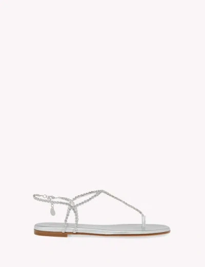Gianvito Rossi Eternity Thong In Metallic Silver Nappa Leather