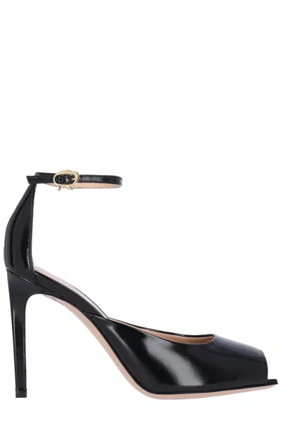 Gianvito Rossi Ethel Squared Peep Toe Sandals In Black