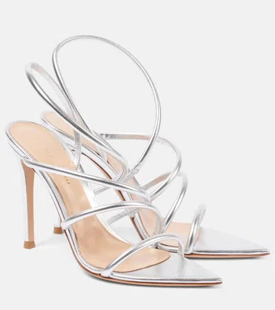 GIANVITO ROSSI ETTIE 105 METALLIC LEATHER SANDALS
