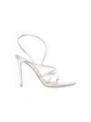 Gianvito Rossi Silver Nappa Silk Strappy Sandals In Metallic