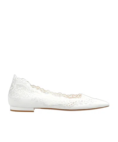 Gianvito Rossi Evie 05 Lace Ballet Flats In White