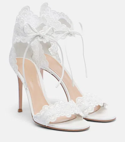 GIANVITO ROSSI EVIE 105 EMBROIDERED LEATHER SANDALS
