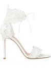 Gianvito Rossi Evie 105 Embroidered Leather Sandals In White