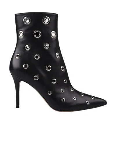Gianvito Rossi Black Gianvito 85 Eyelet Leather Ankle Boots In Schwarz
