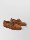 Gianvito Rossi Eyelet Lace Suede Moc Toe Loafers In Brown