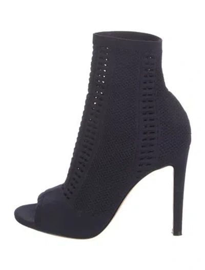 Pre-owned Gianvito Rossi Eyelet Trim Sock Boots In Blue