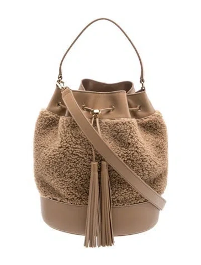 Pre-owned Gianvito Rossi Faux Fur Bucket Bag W/ Tags In Brown