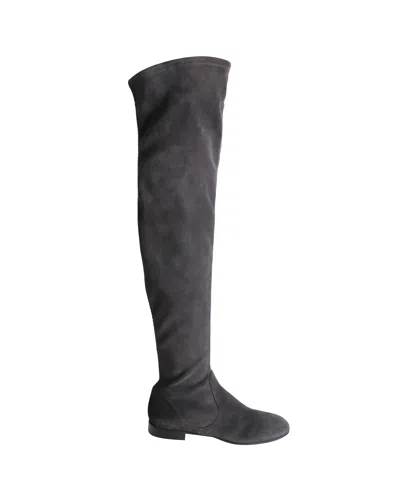 Gianvito Rossi Felder Flat Over-the-knee Boots In Grey Suede