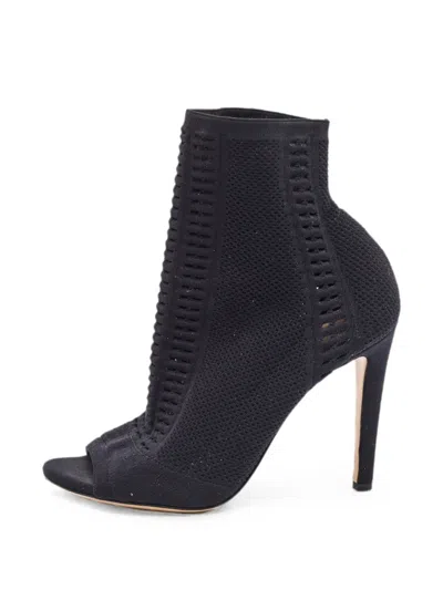 Pre-owned Gianvito Rossi Fiona Knit Ankle Boots In Black