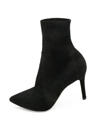 Pre-owned Gianvito Rossi Fiona Knit Ankle Boots In Black
