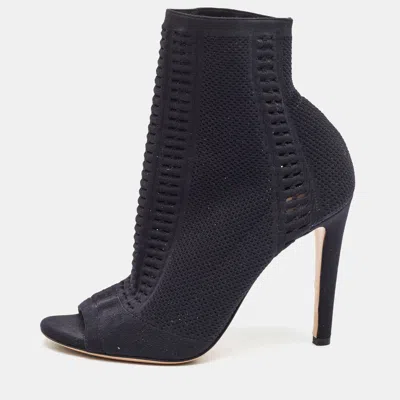 Pre-owned Gianvito Rossi Fiona Size 37 Black Knit Fabric Ankle Length Boots