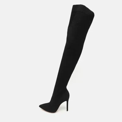 Pre-owned Gianvito Rossi Fiona Size 41 Black Stretch Fabric Over The Knee Boots
