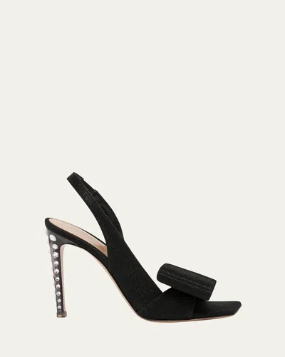 Gianvito Rossi Flash Bow Slingback Sandals In Nero