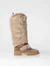 Gianvito Rossi Shearling-trimmed Suede Knee-high Boots In Beige