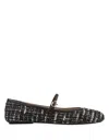 Gianvito Rossi Carla Metallic Tweed Mary Jane Flats In Black