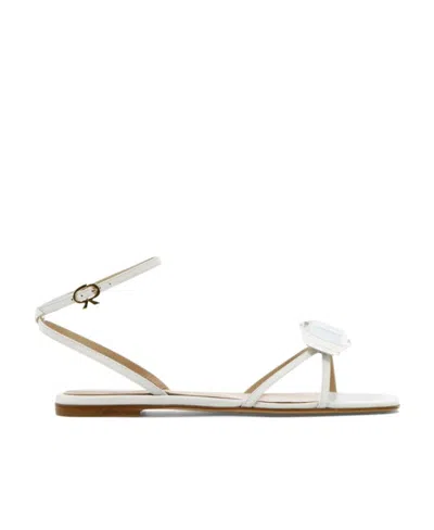 Gianvito Rossi Flat Crystal Strappy Sandals In White