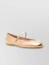 Gianvito Rossi Buckle-strap Round-toe Ballet Flats In Yellow