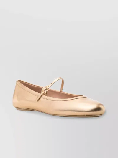 GIANVITO ROSSI FLAT METALLIC ROUND TOE BALLERINA SHOES