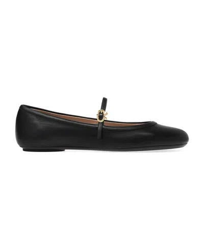 GIANVITO ROSSI GIANVITO ROSSI FLAT ROUND-TOE BALLERINA IN BLACK SMOOTH LEATHER