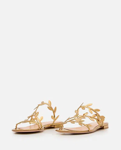 Gianvito Rossi Flavia Metallic Leather Slides In Gold