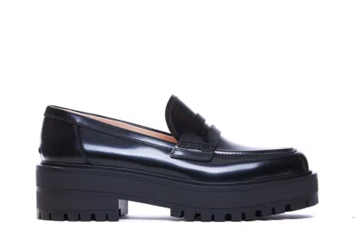 Gianvito Rossi Square Head Loafer Shoes In Black