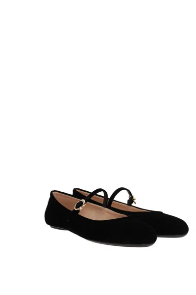 Gianvito Rossi Mary Ribbon 05 Velvet Ballet Flats In Black