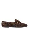 Gianvito Rossi Leopard Velour Penny Loafers In Brown
