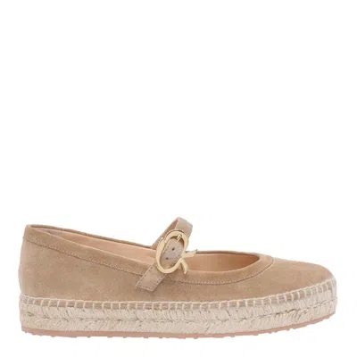 Gianvito Rossi Elda Buckled Espadrille Ballet-flats In Brown