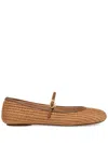 Gianvito Rossi Women Caramel Raffia Carla Ballerinas In Brown