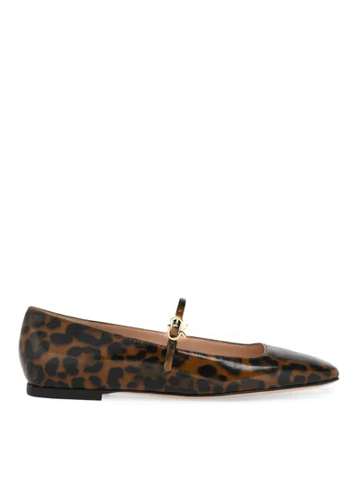 Gianvito Rossi Christina 05 Leopard-print Glossed-leather Mary Jane Flats In Animal Print