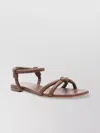 Gianvito Rossi Flat Sole Knotted Straps Sandals In Brown