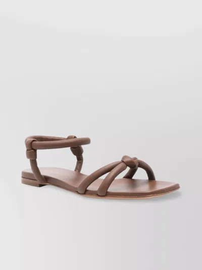 Gianvito Rossi Flat Sole Knotted Straps Sandals In Brown