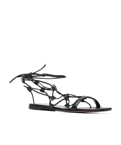 Gianvito Rossi Giza Lace-up Leather Sandals In Black
