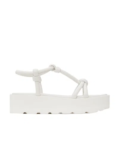Gianvito Rossi Flatform Leather Sandals In White