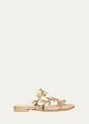 Gianvito Rossi Flavia Metallic Leather Slides In Gold