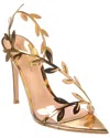 Gianvito Rossi Flavia Leaf Pointed Toe Asymmetric Slingback Sandal In Gold