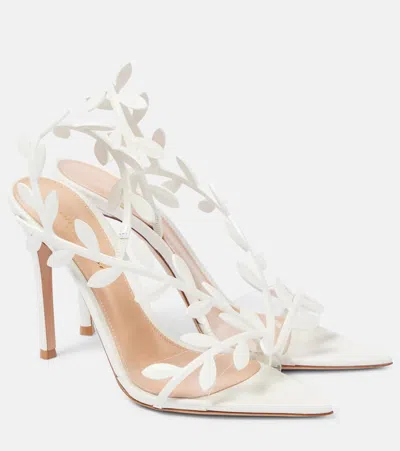 Gianvito Rossi Leaf 85 Leather And Pvc Slingback Sandals In White