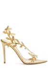 Gianvito Rossi Flavia Leaf Pointed Toe Asymmetric Slingback Sandal In Gold