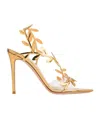 Gianvito Rossi Flavia Leaf Pointed Toe Asymmetric Slingback Sandal In Yellow
