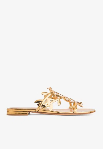 GIANVITO ROSSI FLAVIA METALLIC LEATHER FLATS