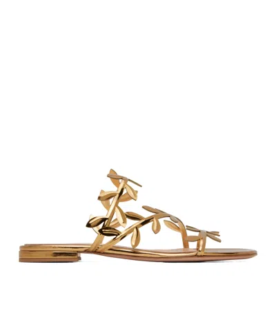 Gianvito Rossi Flavia Metallic-leather Slides In Gold