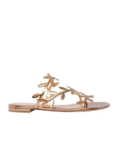 Gianvito Rossi Woman Sandals Gold Size 6 Leather In Animal Print