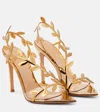 Gianvito Rossi Flavia Leaf Pointed Toe Asymmetric Slingback Sandal In Gold