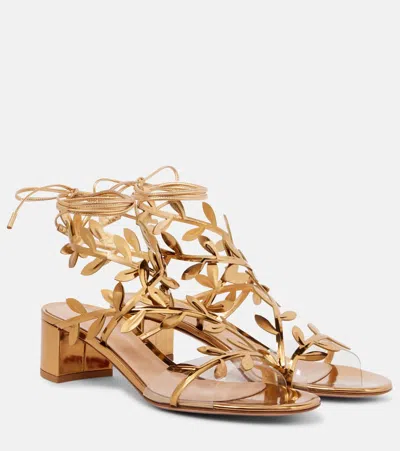 Gianvito Rossi Flavia Mirrored Leather Sandals In Gold