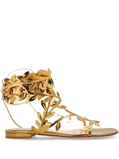 Gianvito Rossi Flavia Mirrored-leather Sandals In Gold