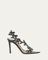 Gianvito Rossi Flavia Crystal-embellished Leather And Pvc Sandals In Trasp Black