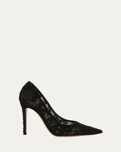 Gianvito Rossi Floral Lace Stiletto Pumps In Black